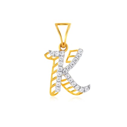 Senco Gold 18K Yellow Gold Kaleidoscopic K Alphabet Diamond Pendant (Gold Weight - 0.9 g / 0.13 carat / HI-SI)
