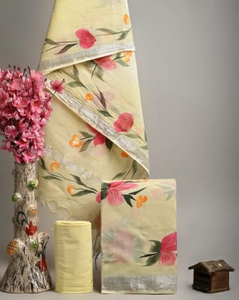 Linen Cotton Suits  Bagru Hand Block Printed Linen Suits With Zari BorderSize:-Top & Dupatta:- Linen Cotton  (2.50+2.50) mtrsBottom :-Cotton 2.50 mtrs..