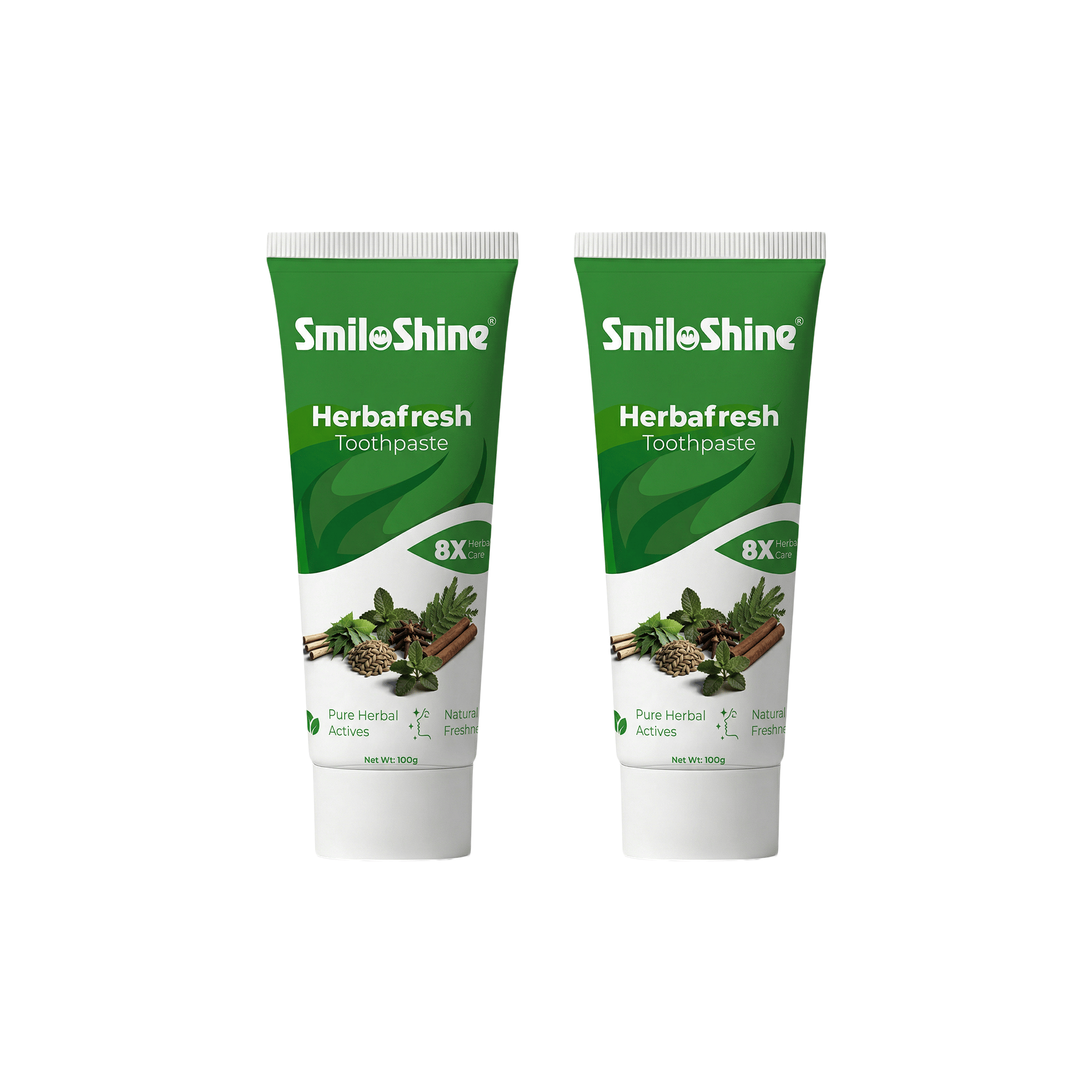 SmiloShine® Pack of 2 Herbafresh Herbal Toothpaste | 8X Herbal Care