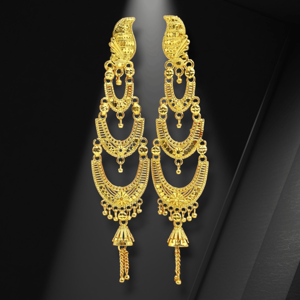 Attractive Sister 22K Gold Plated Multi Layer jhumka / 22K Indian Wedding/ Handcrafted jewelry
