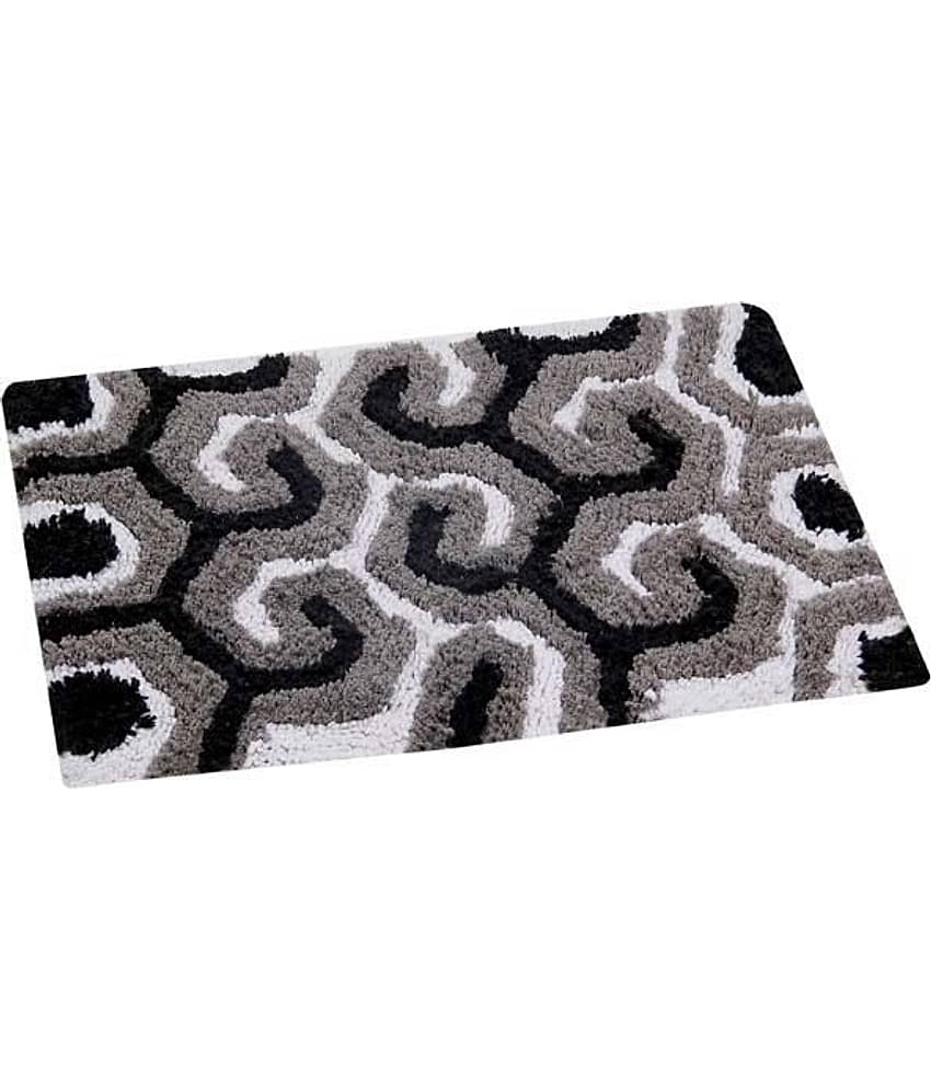 Aazeem Black Cotton Checks Floor Mat