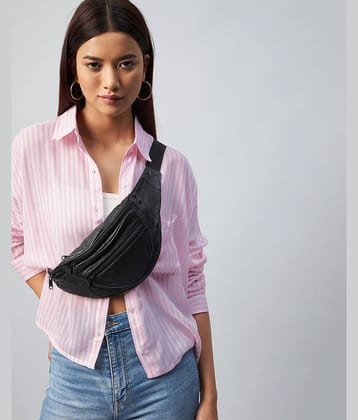 Chimpaaanzee Women Striped Viscose Shirt ( Pink )