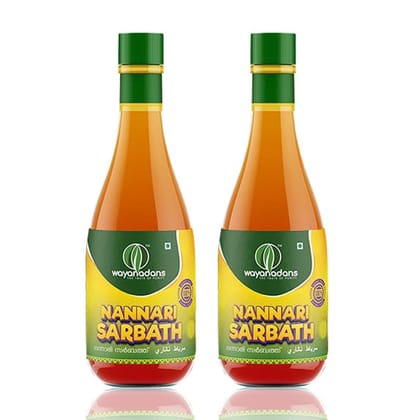 WAYANADANS Nannari Sarbath – Sarasaparilla Syrup (675 ml) | Kerala Sarbath | Pure and Natural coolant |100% Natural & Refreshing Herbal Drink (Pack of 2)