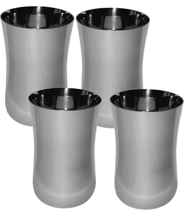 A & H ENTERPRISES - Daily Use Water Steel Glasses Set 300 ml ( Pack of 4 )