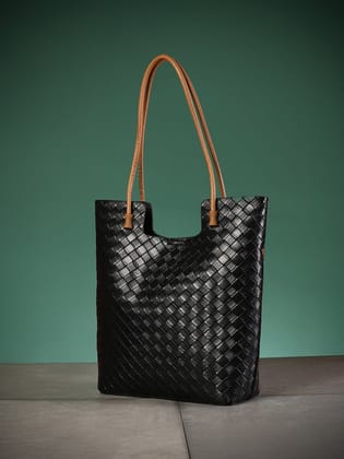 The Weave Tote Bag - Onyx Black-Handbag