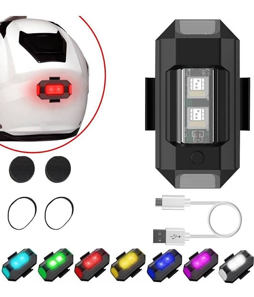 LEAVESS-7 Colors LED With 3 Flashing/Blinking Modes Aircraft Strobe/Helmet Exterior Night Signal Light With USB Rechargeable Cable Kit For Drone Flashing, Bike cycle