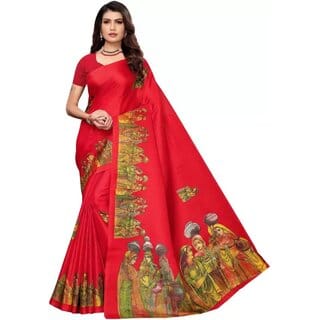 SVB Sarees Womens Red Colour Khadi Silk Saree With Blouse