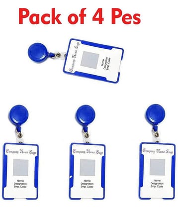 Dey's stationery store Plastic 4 ID Badge Holder (Blue / pack of 4 )