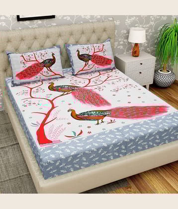 Cosito Cotton 1 Double Bedsheet with 2 Pillow Covers ( Multicolor )