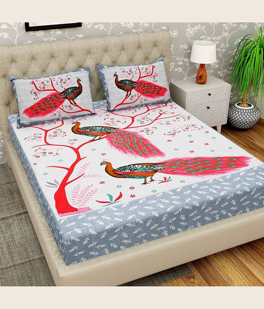 Cosito Cotton 1 Double Bedsheet with 2 Pillow Covers ( Multicolor )