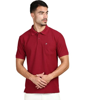 LUX PARKER Pack of 1 Cotton Blend Regular Fit Solid Half Sleeves Men's Polo T Shirt ( Maroon )