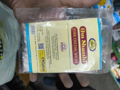 Cycle Brand Om Shanthi Pure Cotton Wicks, Pack of 60