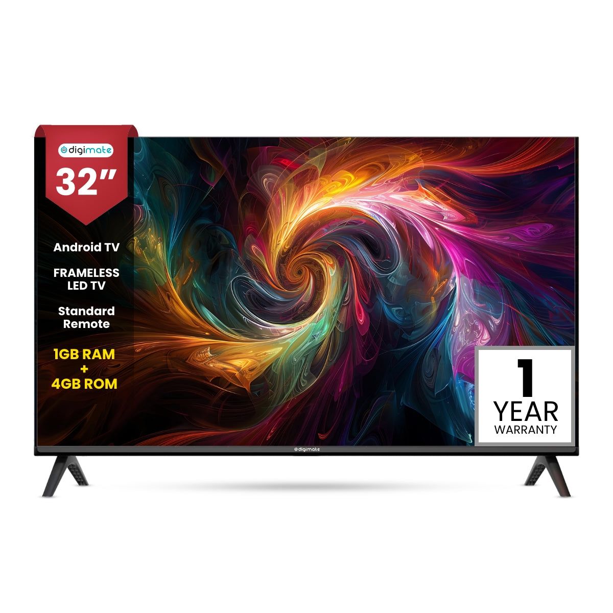 Digimate 32 inches HD Ready Android TV 2025 Edition with Remote Dolby Audio (DG-LED-3201, Black) 1 Year Warranty