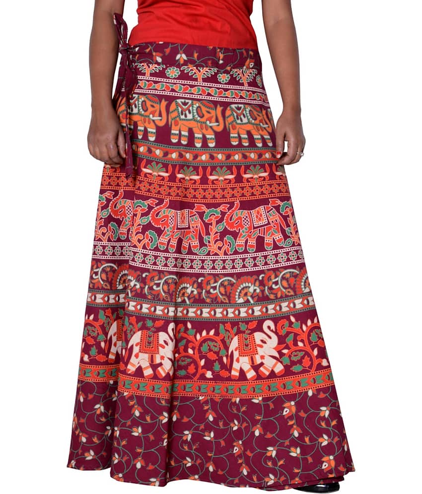 Sttoffa Cotton Wrap Skirt - Maroon