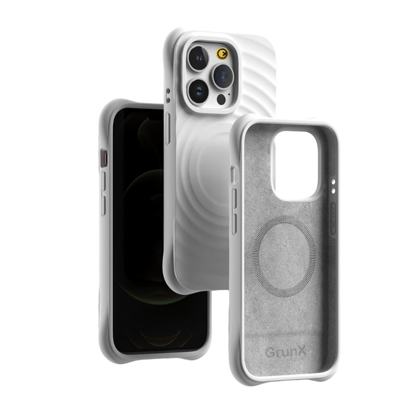Snow - 3D Wave Pattern Liquid Silicon iPhone Case - White-White / iPhone 15