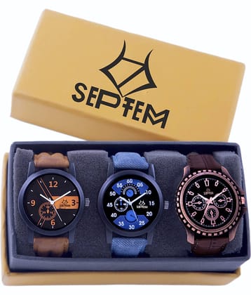 Septem Multicolor Leather Analog Men's Watch