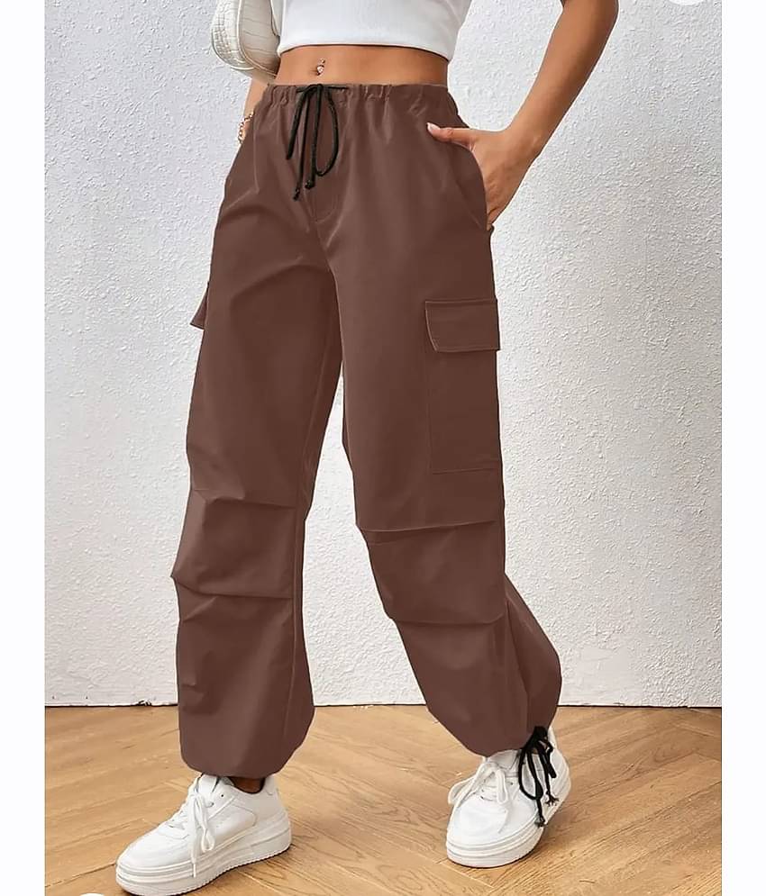 Broadstar Pack of 1 Polyester Baggy Women's Cargo Pants ( Brown )