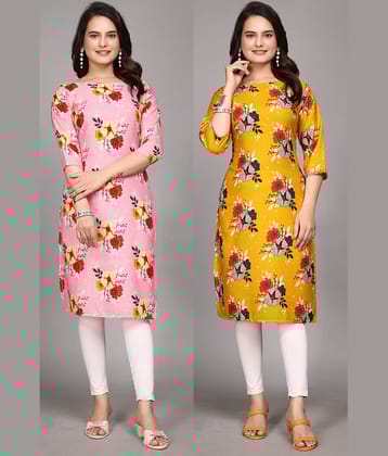 KALAVRITTA Pack of 2 Crepe Printed Straight Women's Kurti - ( Multicoloured )