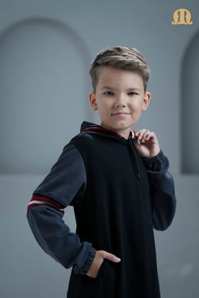 Fontaine Knitted Hoodie Thobe For Boys-B1