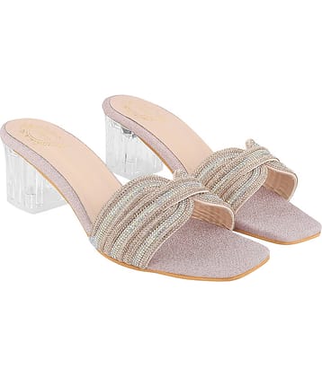 Shoetopia Rose Gold Women's Slip On Heels