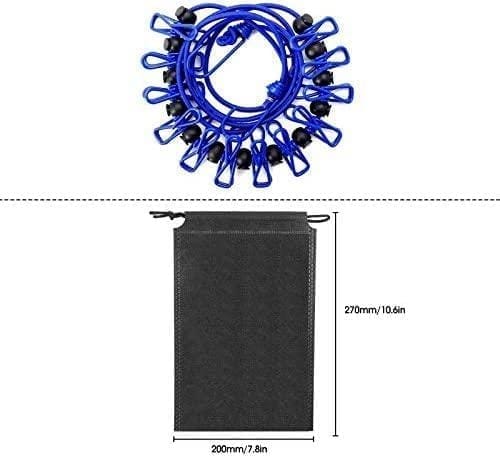 12 Feet Clothesline with 12 Heavy Duty Clothespins, Portable Travel Clothesline for Hotel, Laundry, Hiking, Camping, Outdoor and Indoor Use