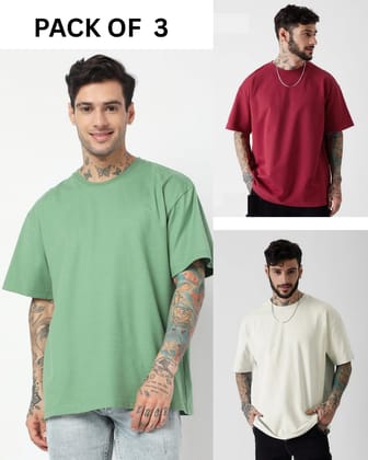PACK OF 3 > (MAROON,GREEN,OFF-WHITE)