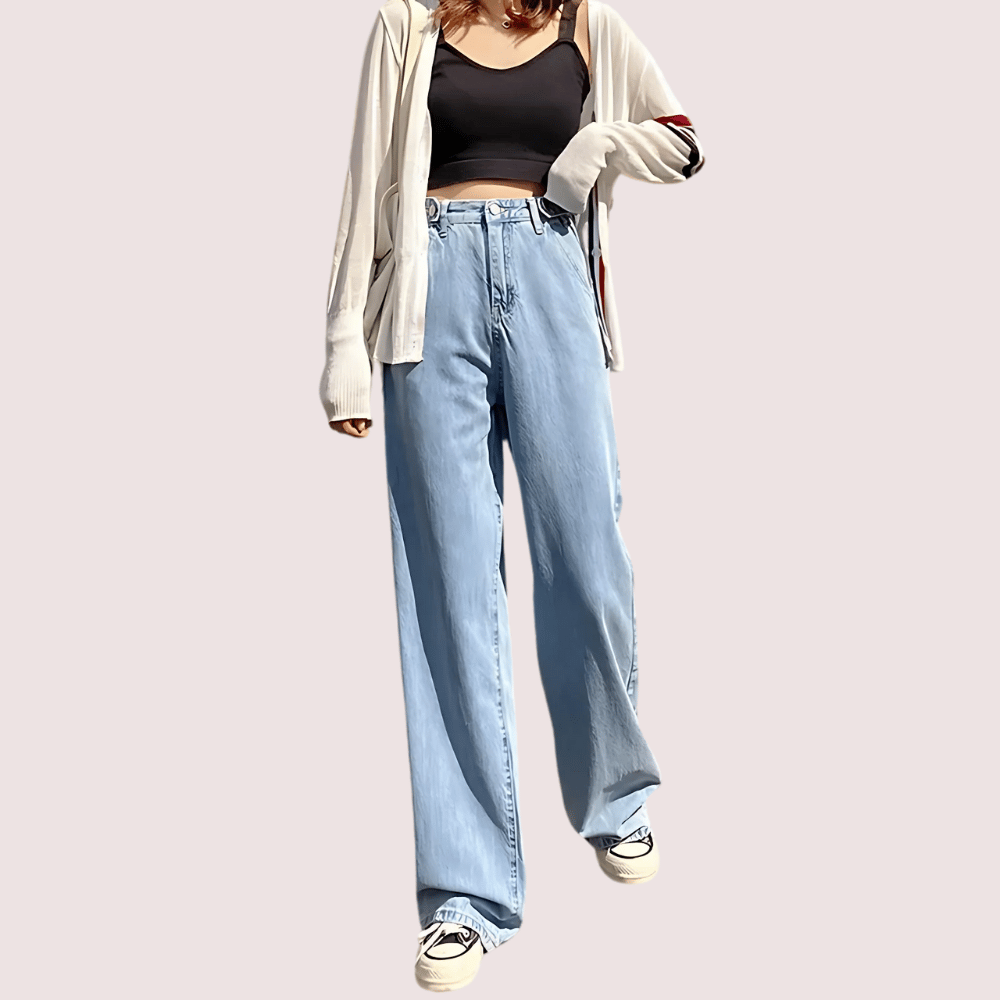 Women's Stylish High Waist Wide Leg Straight Jeans - Jeans | Buy online on ZillyBuy