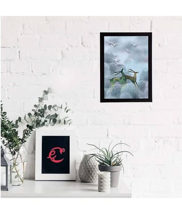 eCraftIndia Running Deer Satin Matt Texture UV Art Painting