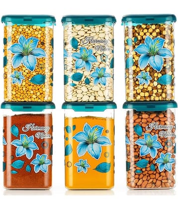 Analog kitchenware - Polyproplene Light Blue Food Container ( Set of 6 - 1100 )