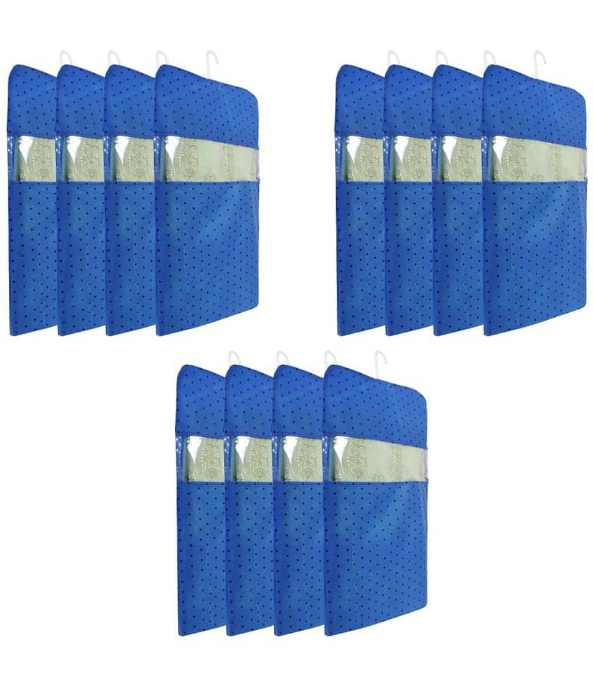 PrettyKrafts dots Printed Hanging Saree Cover Wardrobe Organiser (Set of 12 pcs)