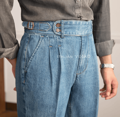 Sky Denim Jeans Gurkha Trouser Pants for Men by Italian Vega® (Limited Edition)-28