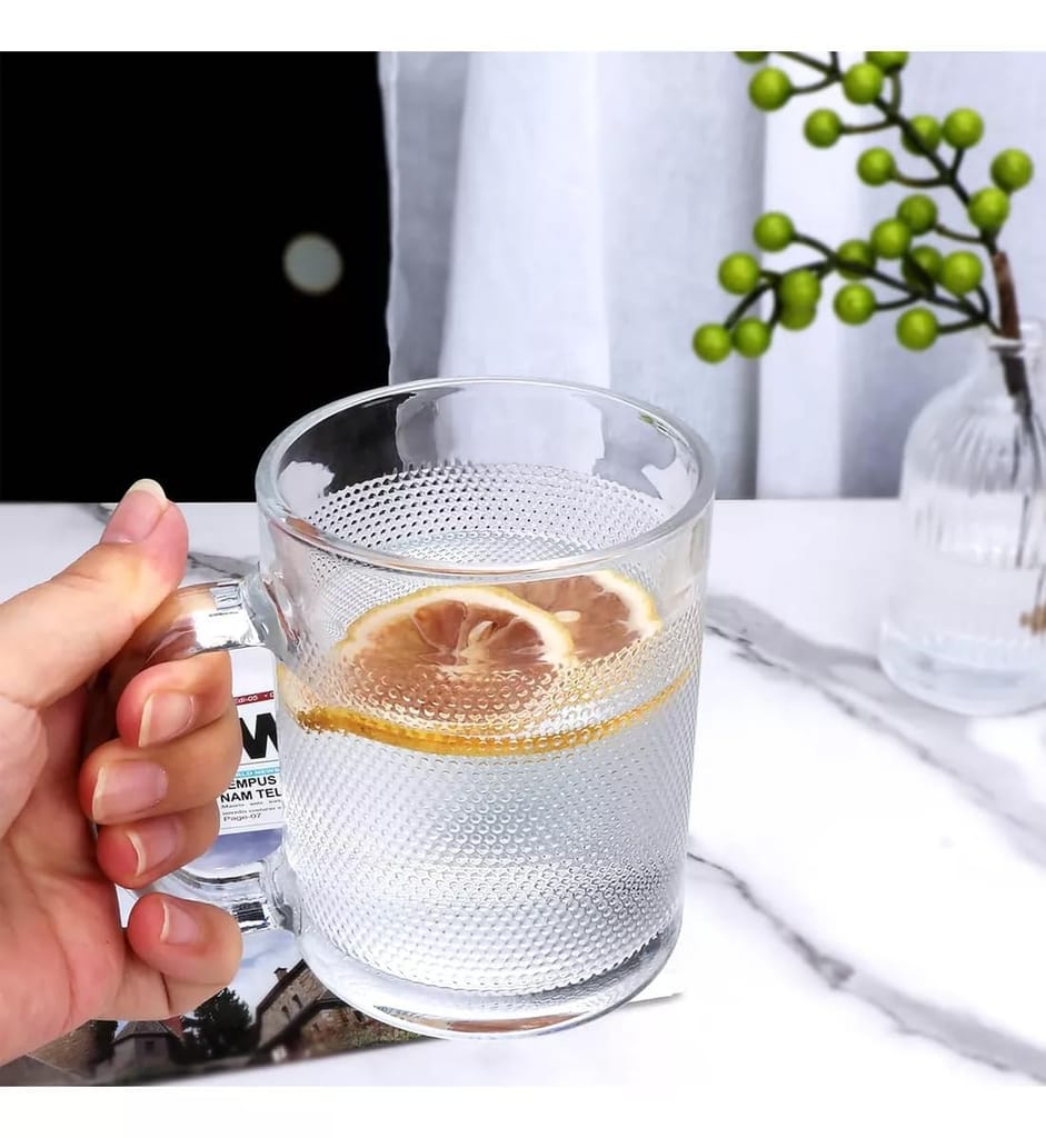 Coffee Tea Cups || Aldan Mug Crystal Clear with Handle || Tea || Milk || Hot and Cold Drinks Mug Kitchen || Dining Tableware Dinnerware (300ML)