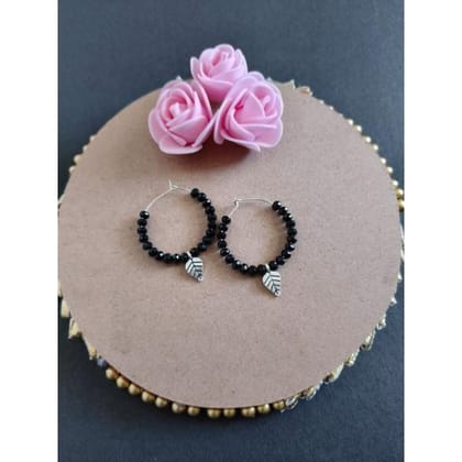 Crystal with Leaf Charm Earings