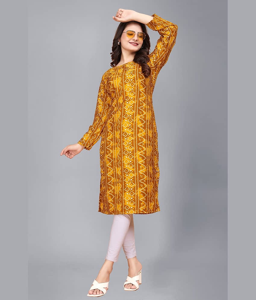 AK FASHION MALL Pack of 1 Crepe Printed Straight Women's Kurti - ( Multicolor )