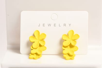 Three Layer Flower Dangle Earrings-Yellow