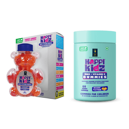 British Life Sciences Happi Kidz Multivitamin Gummies + Minerals & Happi Kidz Zinc+Vitamin C Gummies Combo | Natural, Strong Bones, Muscles and Teeth, Boosts Immunity British Life Sciences Happi Kidz Multivitamin Gummies + Minerals & Happi Kidz Zinc+Vitamin C Gummies Combo | Natural, Strong Bones, Muscles and Teeth, Boosts Immunity