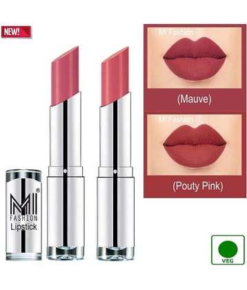 MI FASHION 100% Veg Soft Matte Long Stay Lipstick Combo Mauve,Pink Multi Pack of 2 7 g