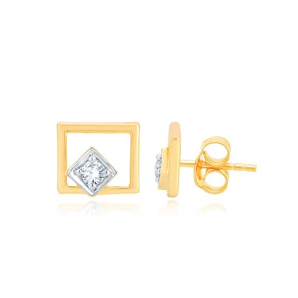 Senco Gold Rectangular Charisma Diamond Studs (1.8 gram / 0.1 Ct / HI-SI / 18K Yellow Gold)