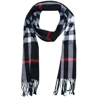 Antiqworld Checkered Winter Woolen Muffler for Men & Women (Black)