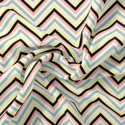 Trending Multicolor Zigzag Digital Printed Fabric - Pure Georgette-Viscose / Pure Georgette / 110 CM | 43 Inch