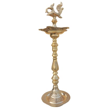 Brass Table Decor Mahabharat Oil Lamp, Deepak  - Handcrafted Oil Lamp for Temple, Height : 21 Inch (FMAS686 C)