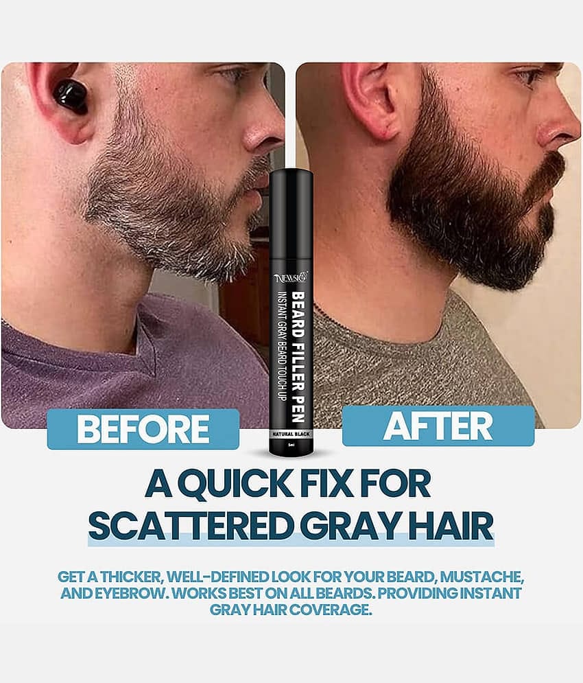 Newsio Beard Filler Pen Natural Root Touch Ups Hair Color 5 mL Black