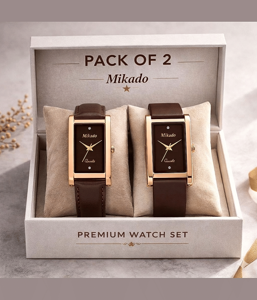 Mikado Brown Silicon Analog Couple's Watch
