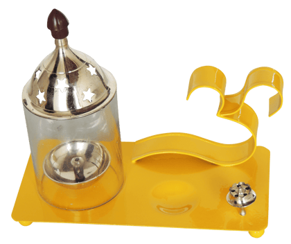 Iron & Brass Om Chimney Deepak yellow No. 2 -7*3.5*6.5 Inches (Z513 Y)