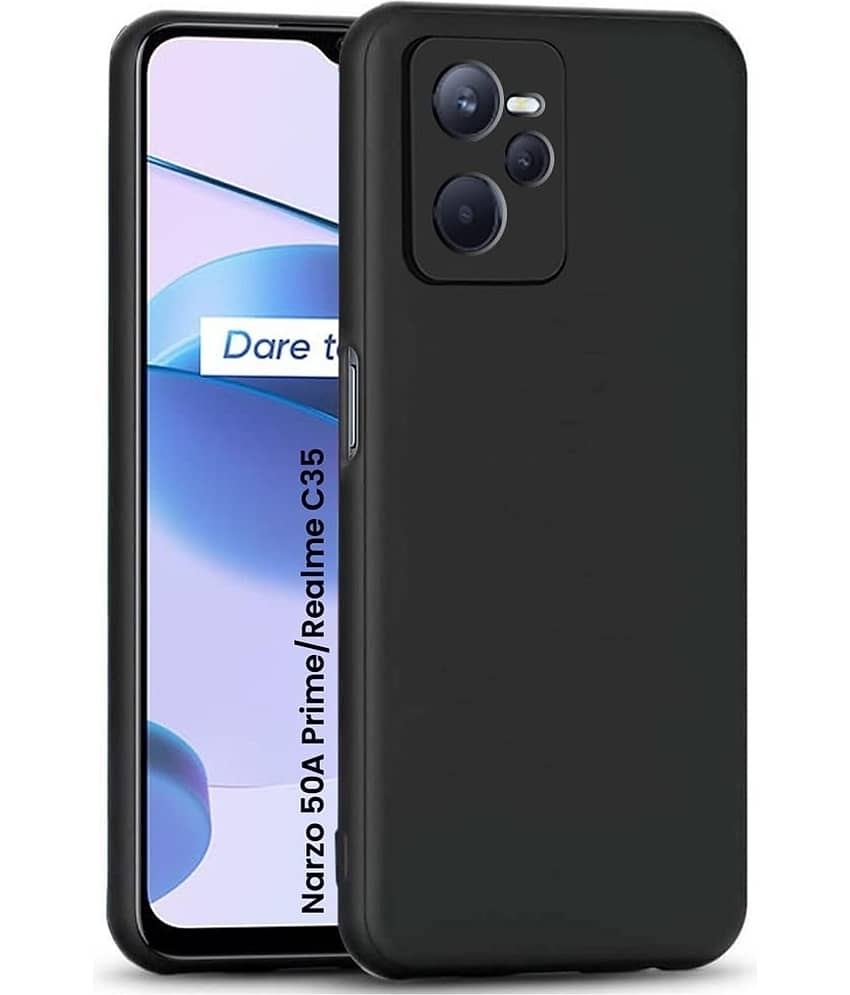 BEING STYLISH - Black Silicon Plain Cases Compatible For Realme C35 ( Pack of 1 )
