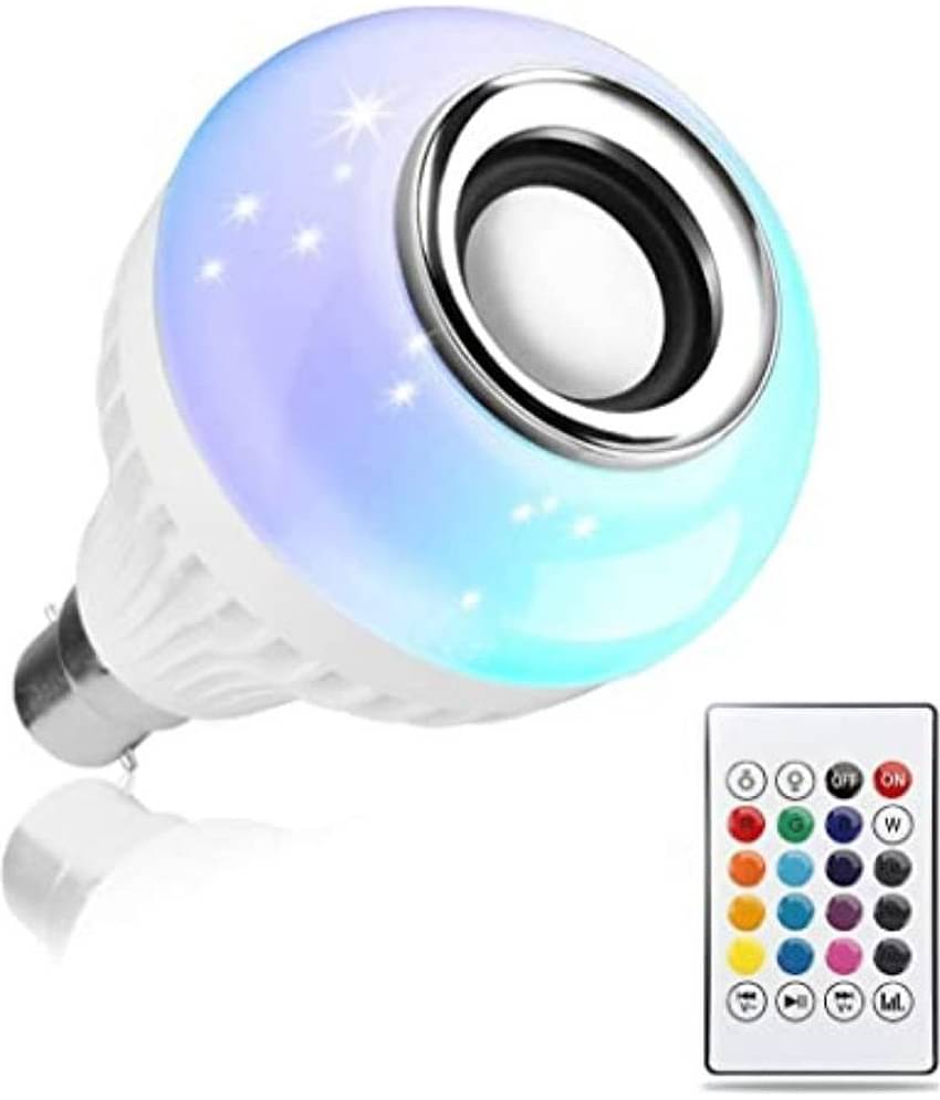 AQUASHINE Music Light Smart Bulb With Bluetooth Speaker B22 Self Changing Color Lamp Built-In Audio Speaker - Pack of 1