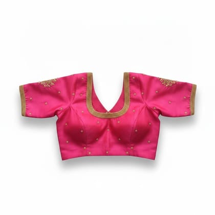 Pink Embroidered Silk Saree Blouse