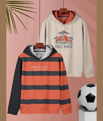 HELLCAT Pack of 2 Girls Cotton Blend Sweatshirt ( Ecru )