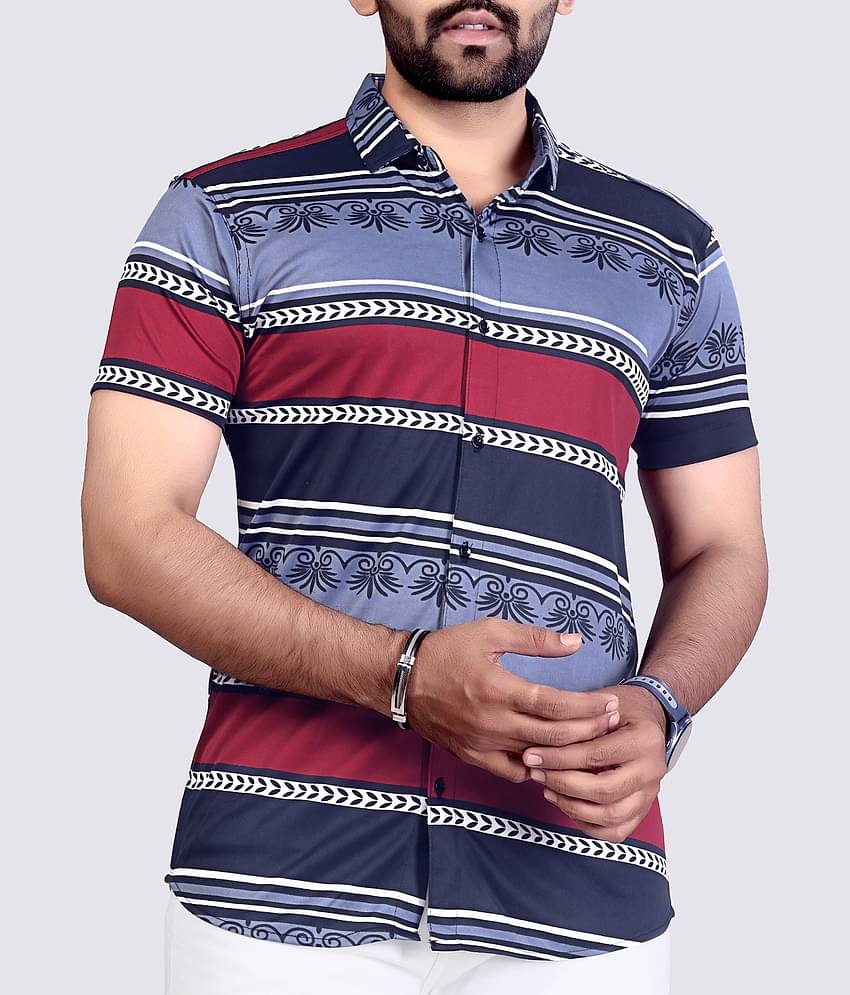 STI Polyester Regular Fit Striped Half Sleeves Men's Casual Shirt - Multicolor ( Pack of 1 )