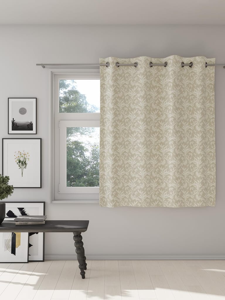 Ddecor Curtain Pack of 1, Polyster Jacquard Floral Curtain, Window 5 FT, Astoria, Room Darkening |135 CM X 160 CM, Beige - Unstitched Fabrics | Buy online on ZillyBuy